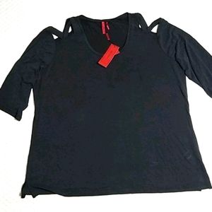 size 3x LOVE SCARLETT 3/4 sleeve blouse Tunic Top Criss Cross Detail Round Neck